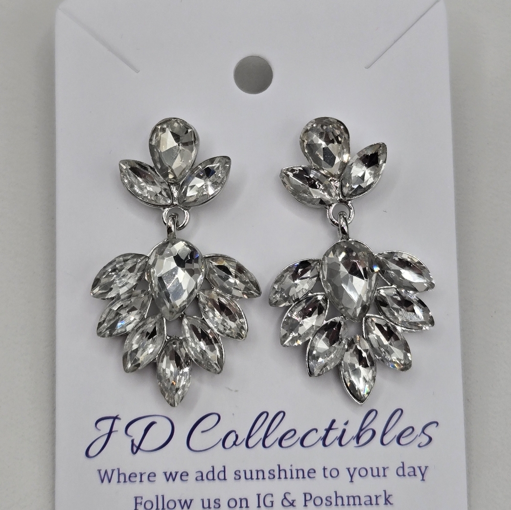 Swarovski Elements Silver Earrings Swarovski Crystals Prom Bridal Formal
